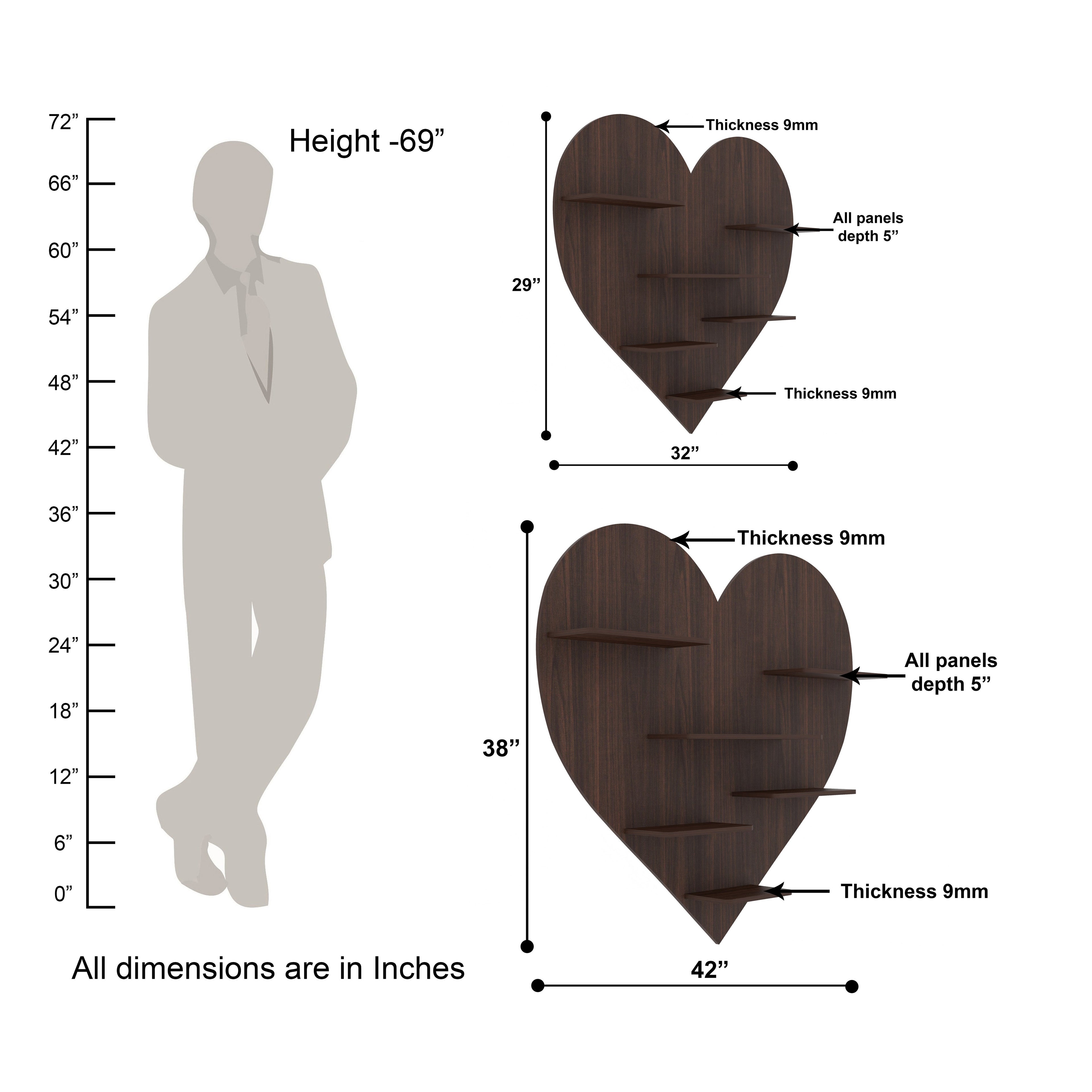 Heart Decor Wall Shelf (Wenge)