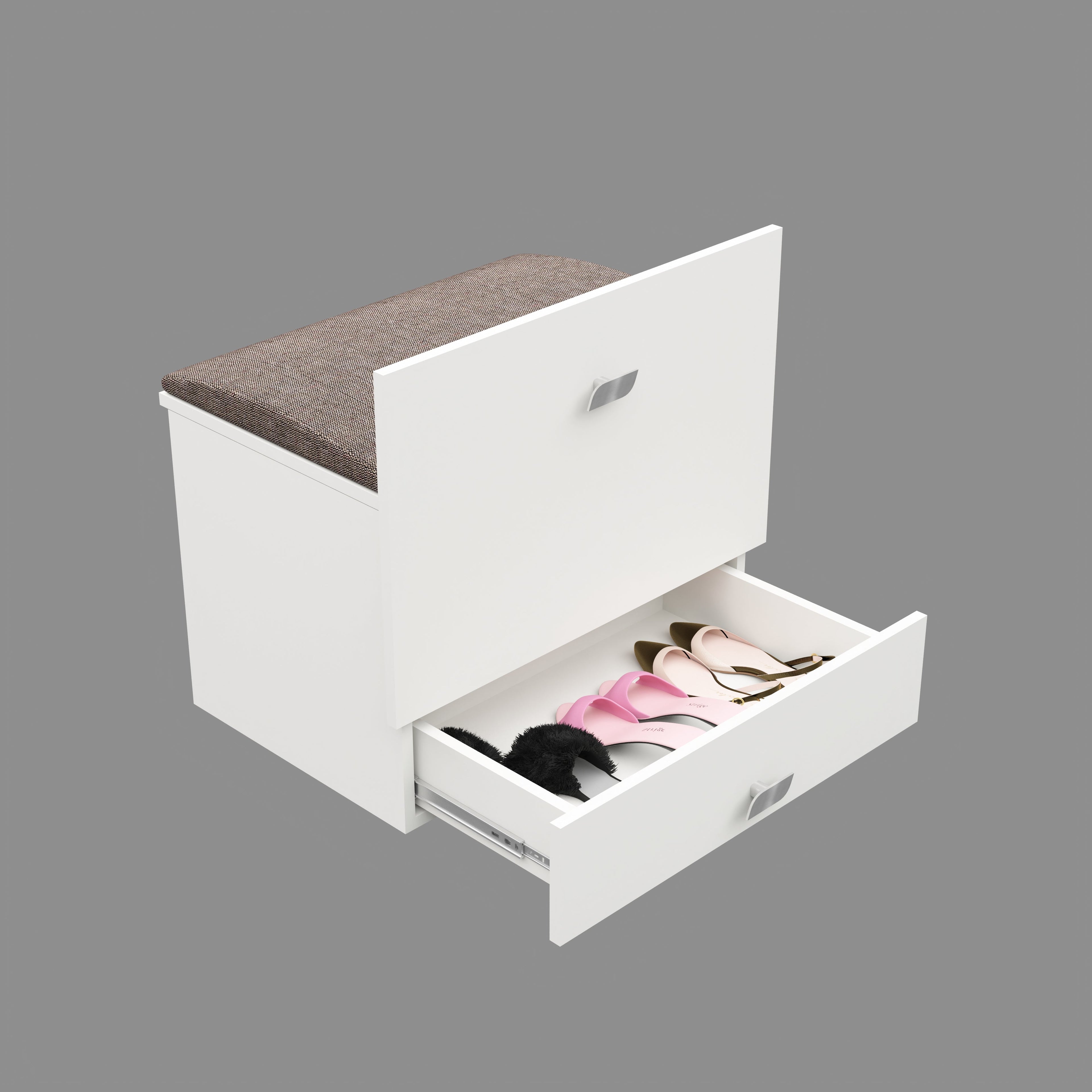 Modern Vanity Table with Hidden Jewelry Storage, Drawers & Lift-Up Mirror (White)