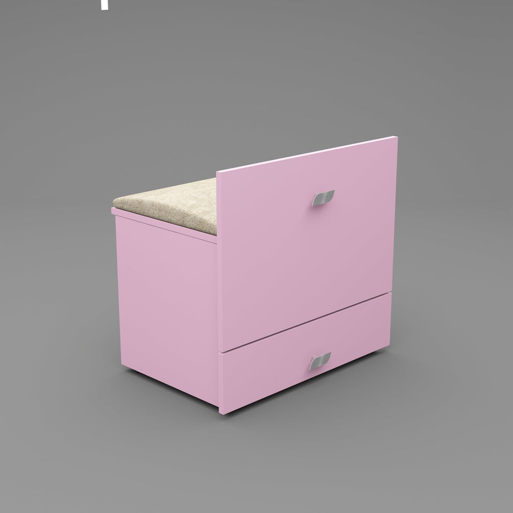 Wooden Vanity Table with Hidden Jewelry Storage, Drawers & Lift-Up Mirror (Pink)