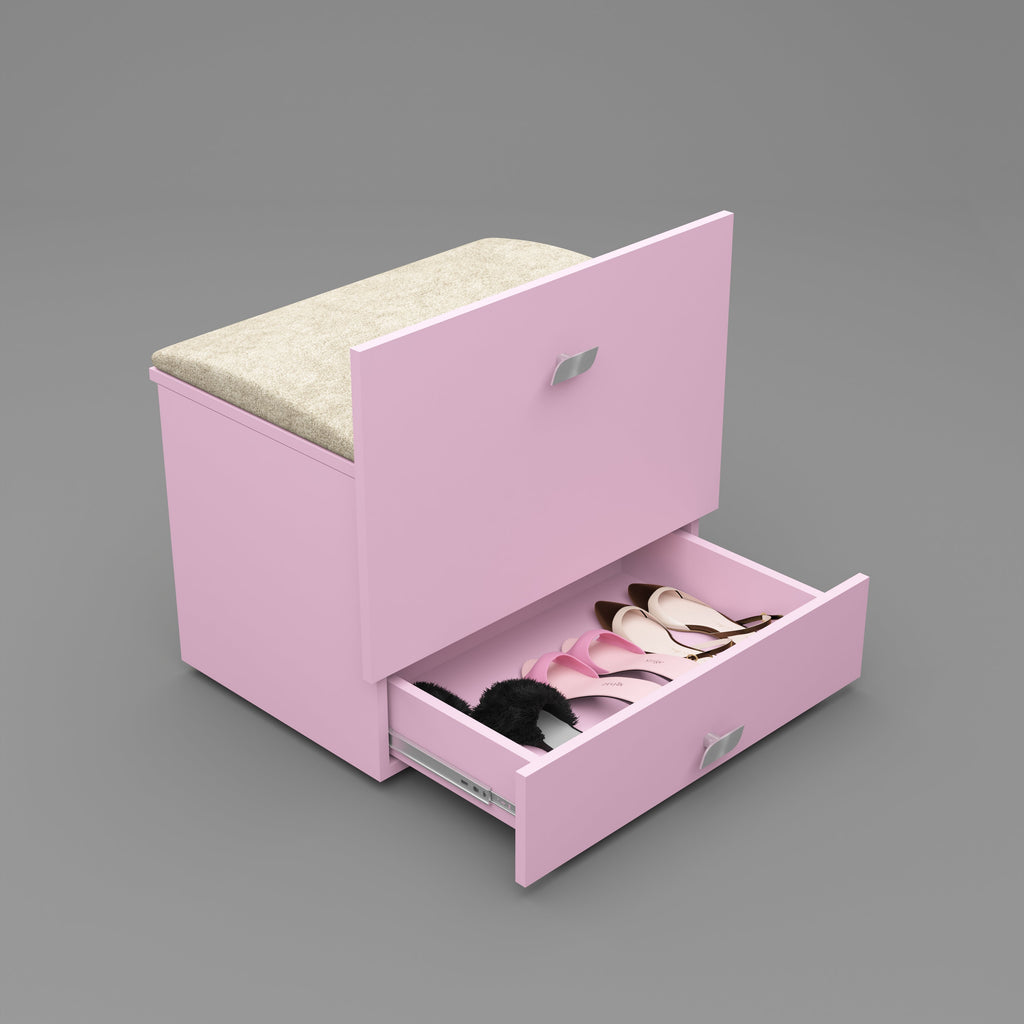Modern Vanity Table with Hidden Jewelry Storage, Drawers & Lift-Up Mirror (Pink)