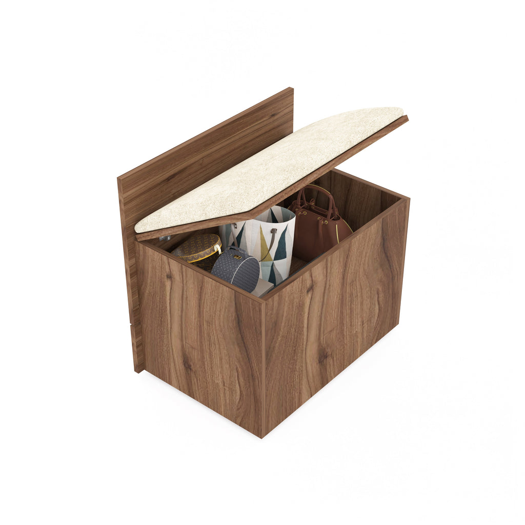 Wooden Vanity Table with Hidden Jewelry Storage, Drawers & Lift-Up Mirror (Leyon Walnut)