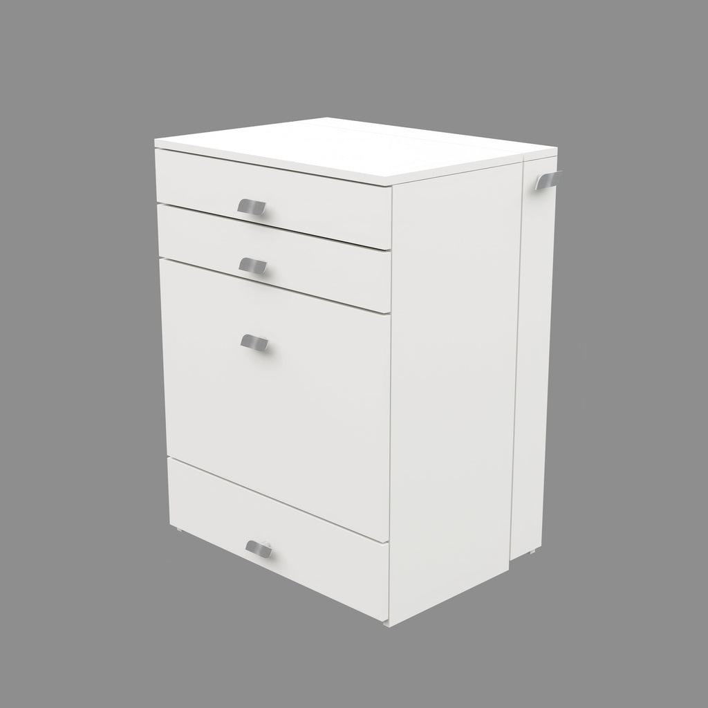 Wooden Vanity Table with Hidden Jewelry Storage, Drawers & Lift-Up Mirror (White)