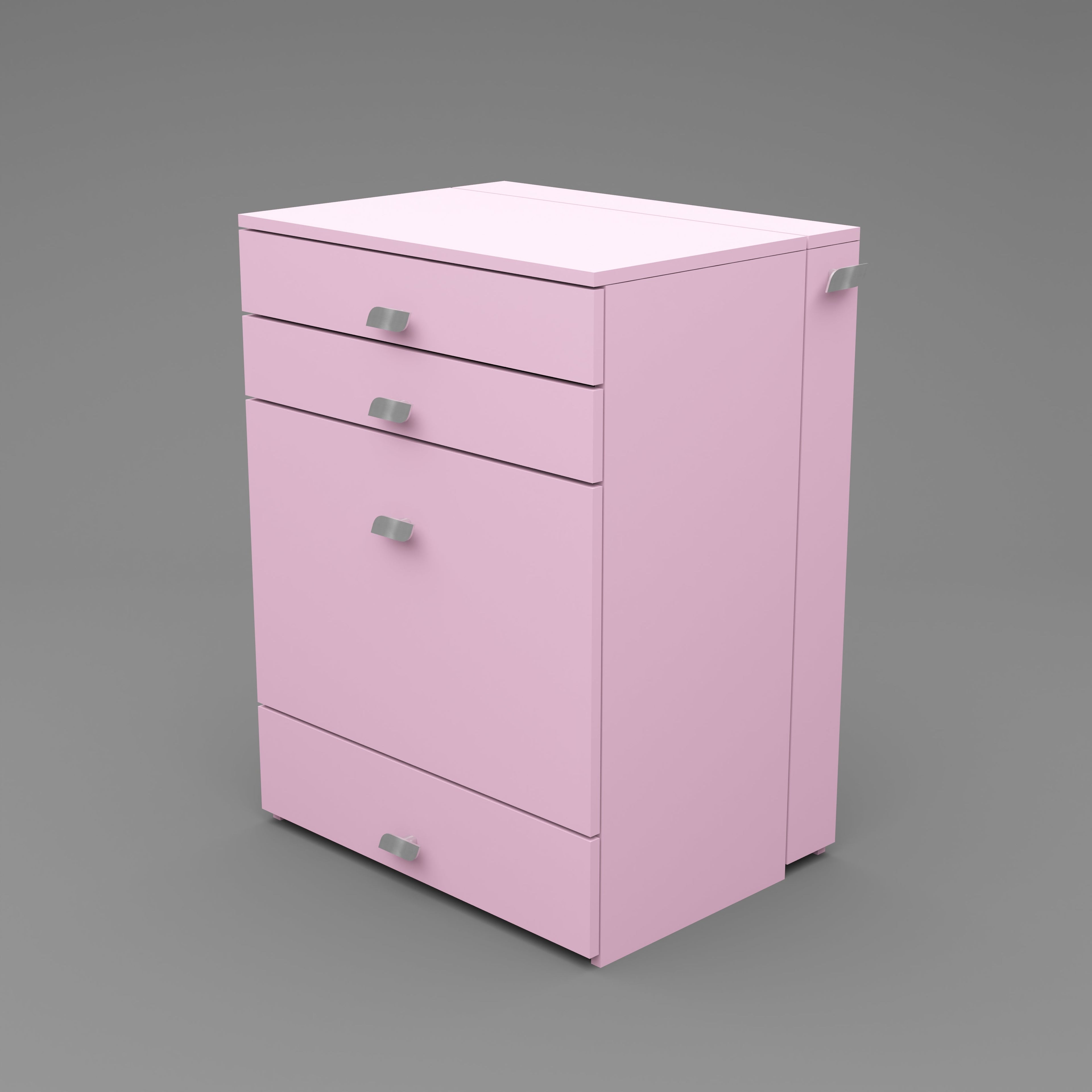 Wooden Vanity Table with Hidden Jewelry Storage, Drawers & Lift-Up Mirror (Pink)