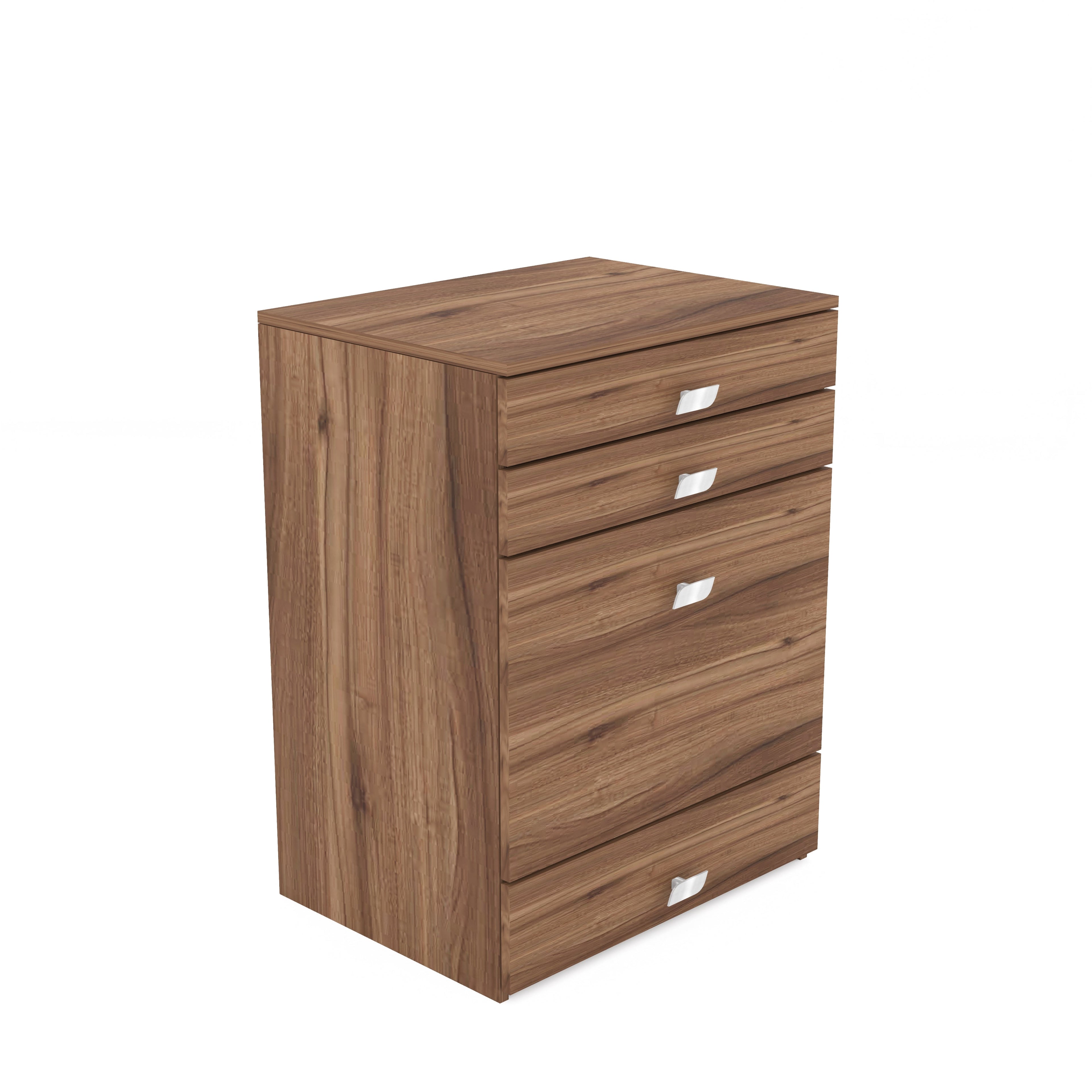 Modern Vanity Table with Hidden Jewelry Storage, Drawers & Lift-Up Mirror (Lyon Walnut)