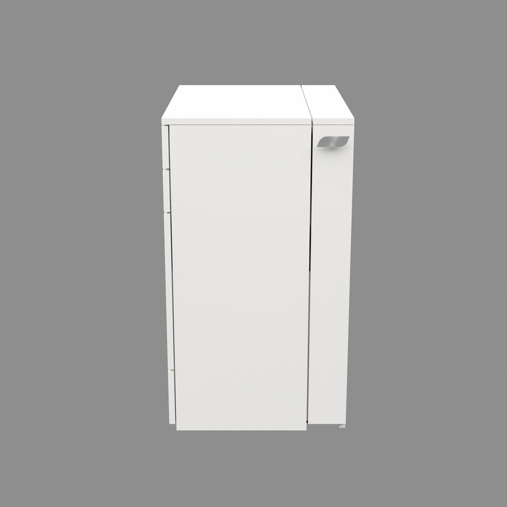 Wooden Vanity Table with Hidden Jewelry Storage, Drawers & Lift-Up Mirror (White)