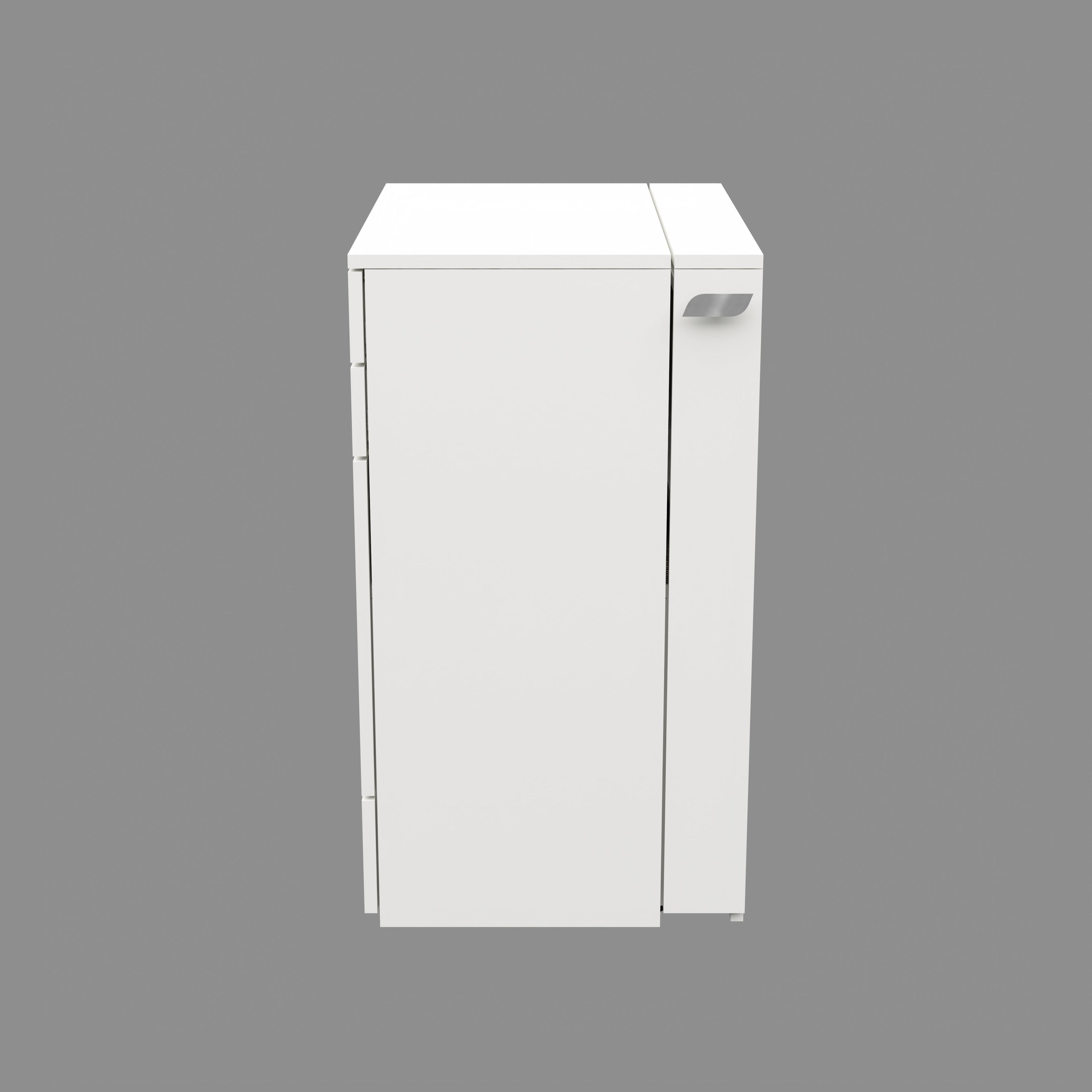 Wooden Vanity Table with Hidden Jewelry Storage, Drawers & Lift-Up Mirror (White)