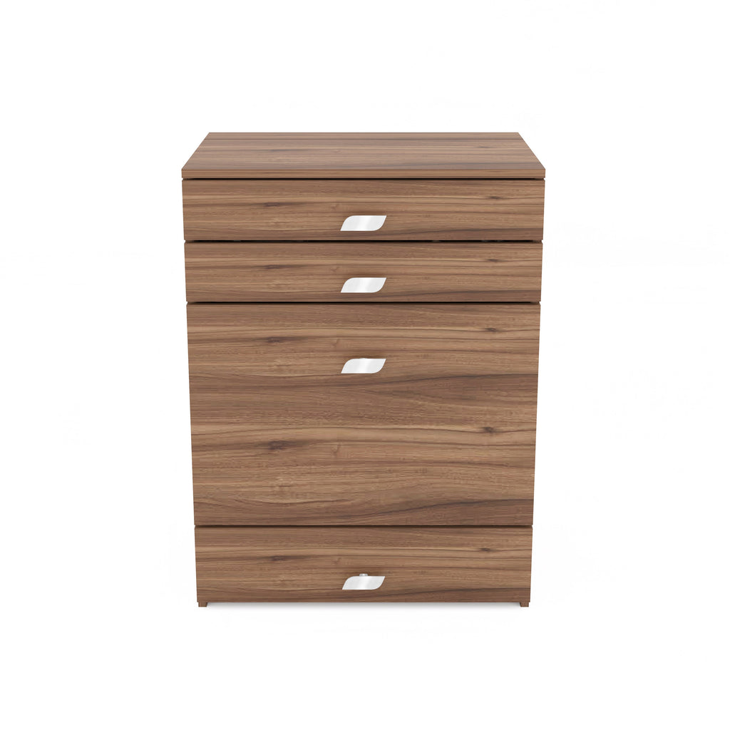 Wooden Vanity Table with Hidden Jewelry Storage, Drawers & Lift-Up Mirror (Leyon Walnut)