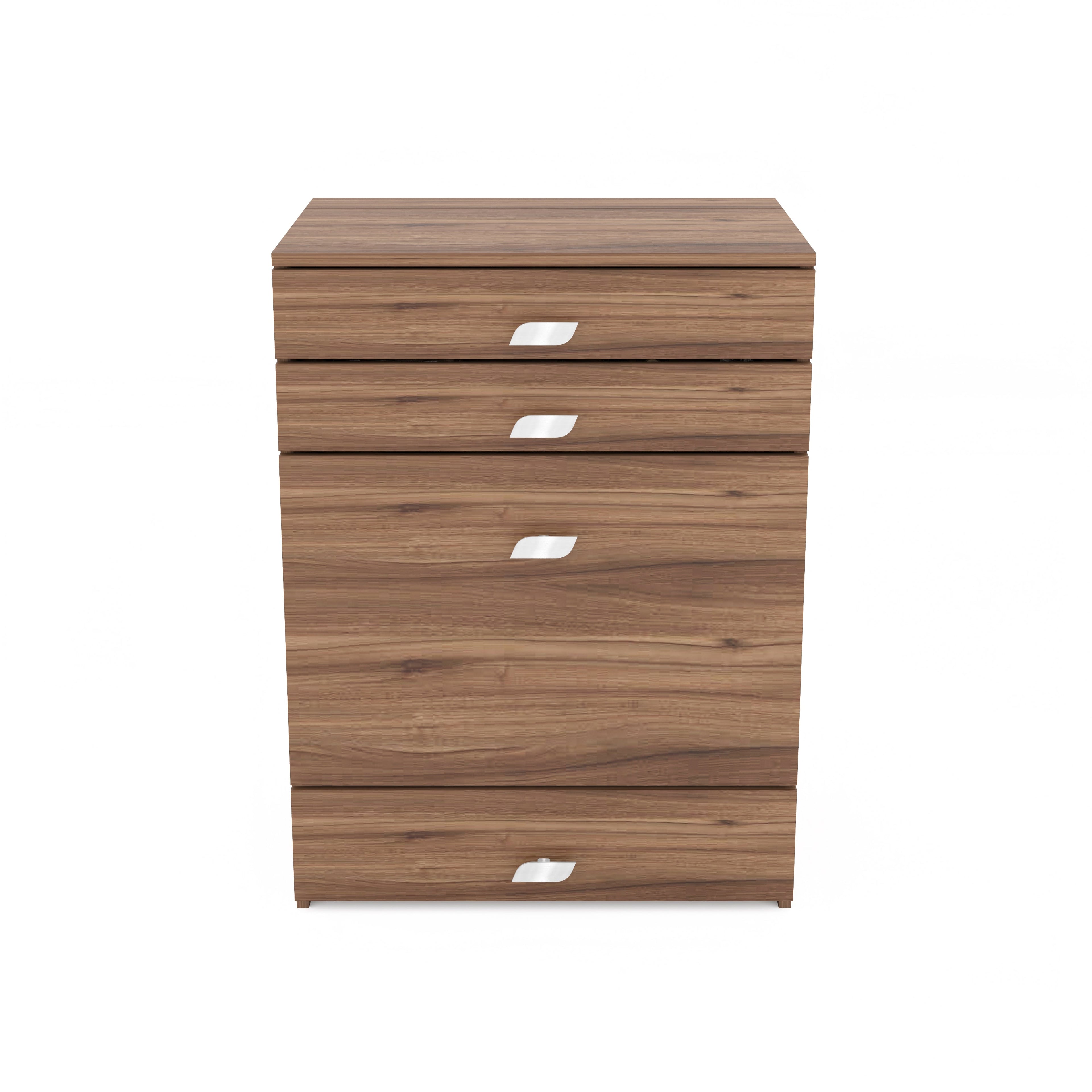 Wooden Vanity Table with Hidden Jewelry Storage, Drawers & Lift-Up Mirror (Leyon Walnut)