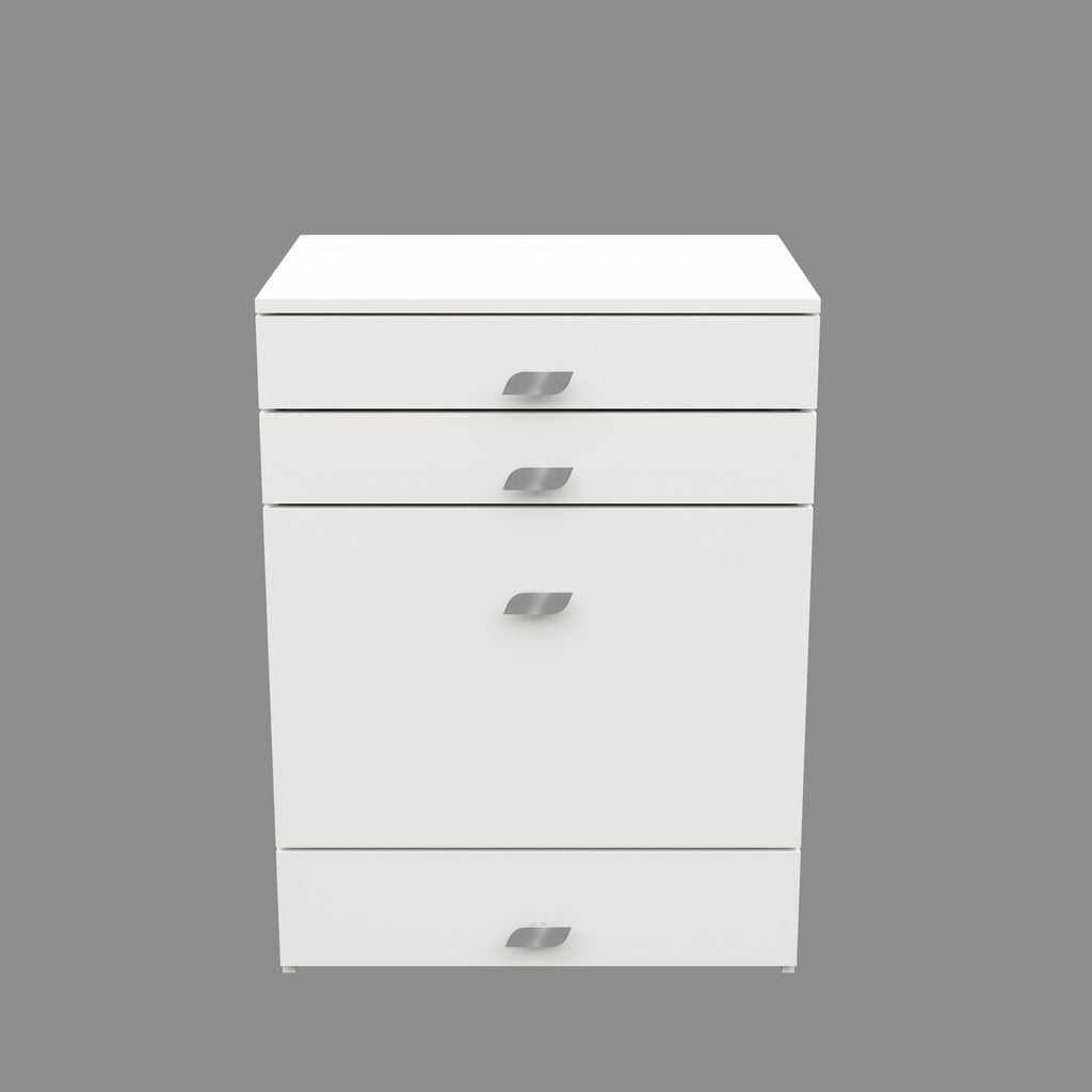 Wooden Vanity Table with Hidden Jewelry Storage, Drawers & Lift-Up Mirror (White)