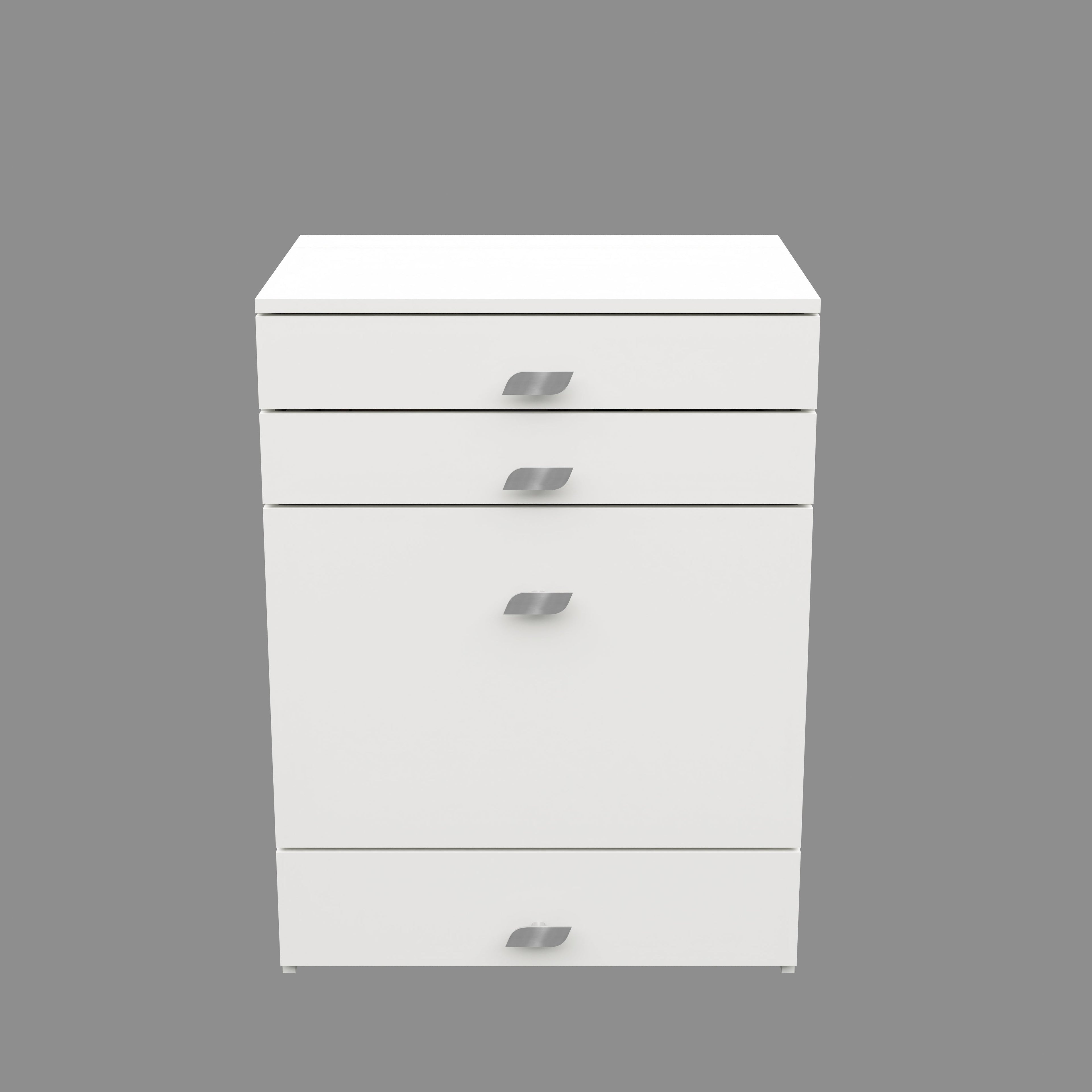 Wooden Vanity Table with Hidden Jewelry Storage, Drawers & Lift-Up Mirror (White)