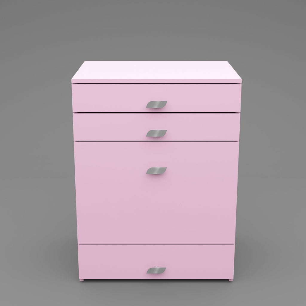 Modern Vanity Table with Hidden Jewelry Storage, Drawers & Lift-Up Mirror (Pink)