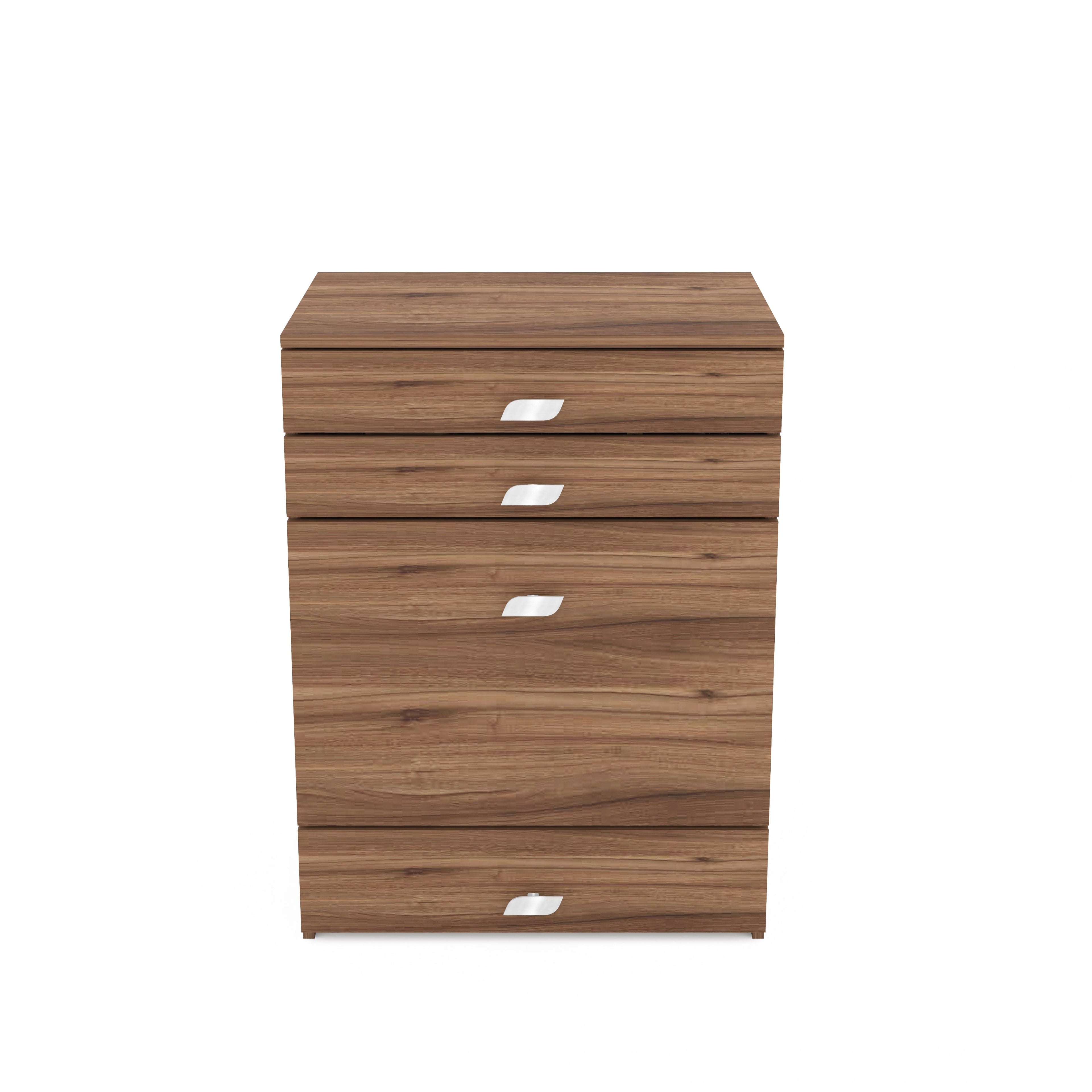 Modern Vanity Table with Hidden Jewelry Storage, Drawers & Lift-Up Mirror (Lyon Walnut)