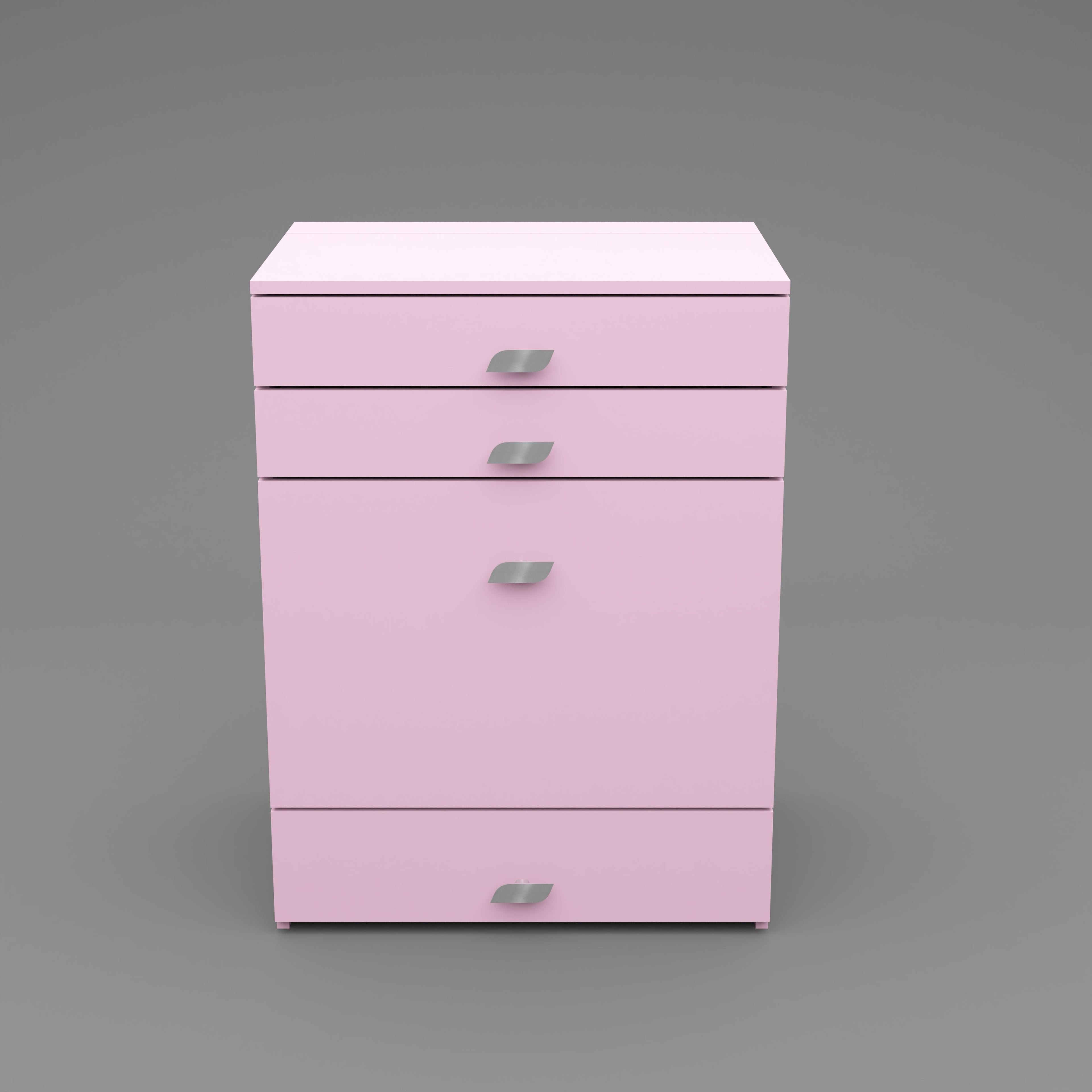 Wooden Vanity Table with Hidden Jewelry Storage, Drawers & Lift-Up Mirror (Pink)