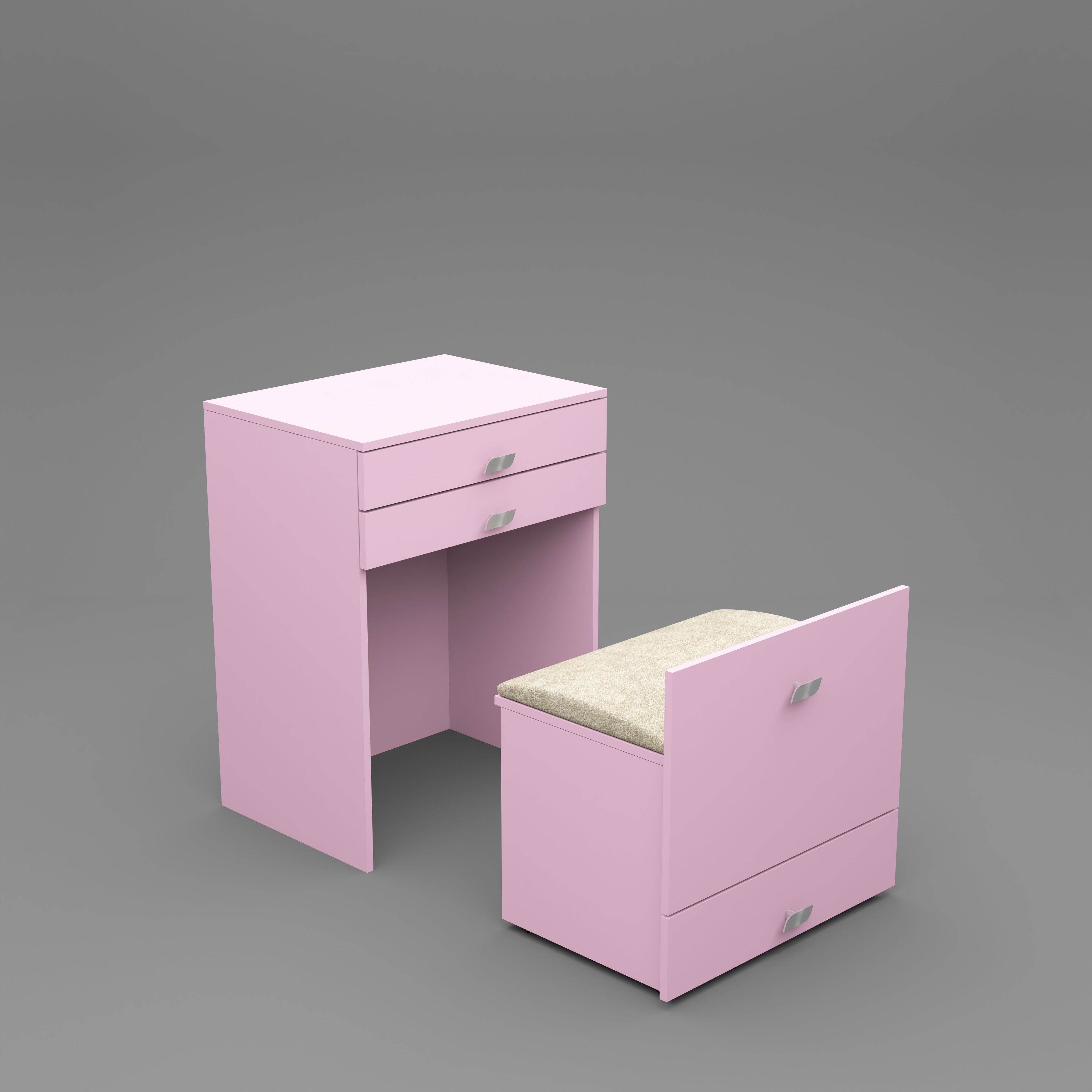 Modern Vanity Table with Hidden Jewelry Storage, Drawers & Lift-Up Mirror (Pink)