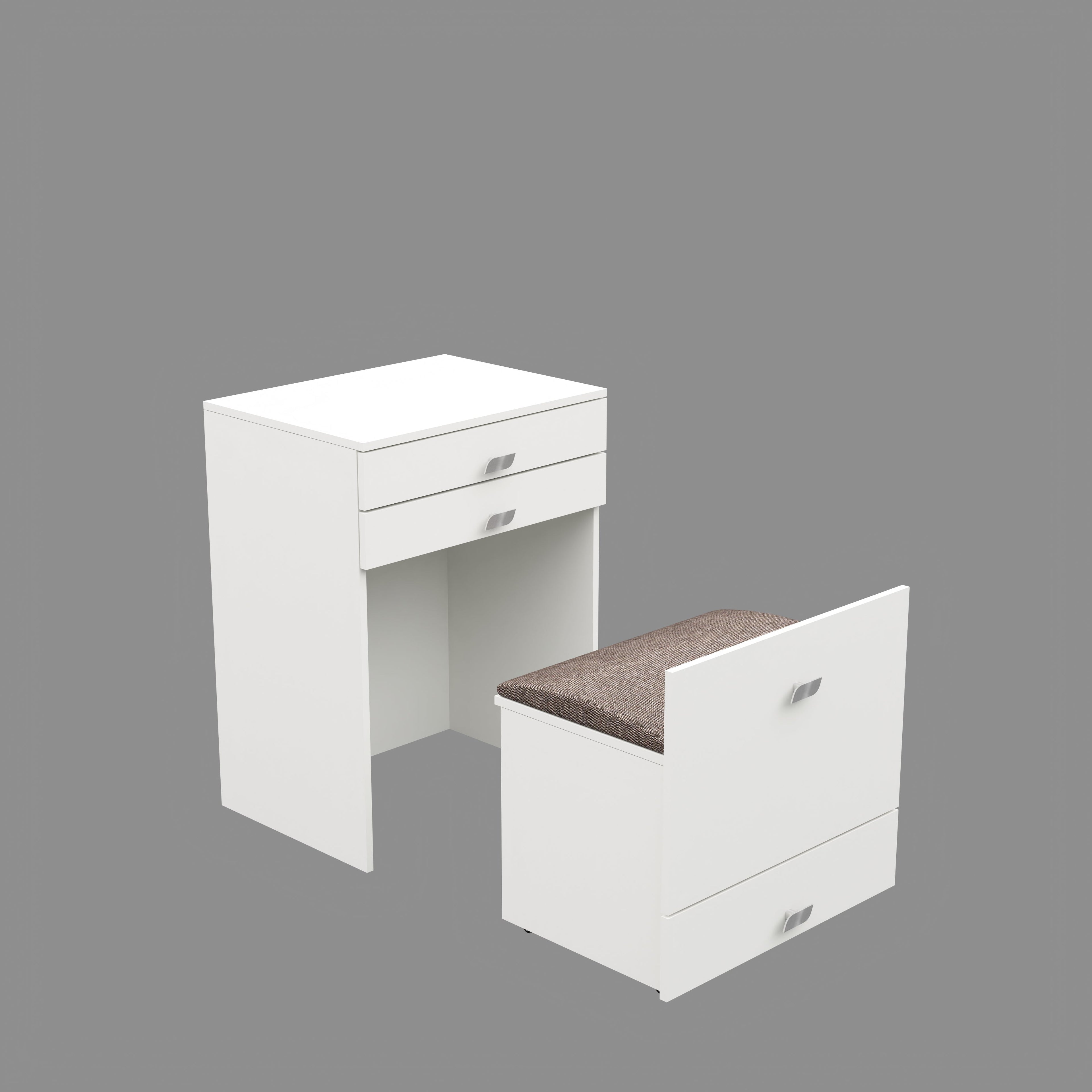 Modern Vanity Table with Hidden Jewelry Storage, Drawers & Lift-Up Mirror (White)