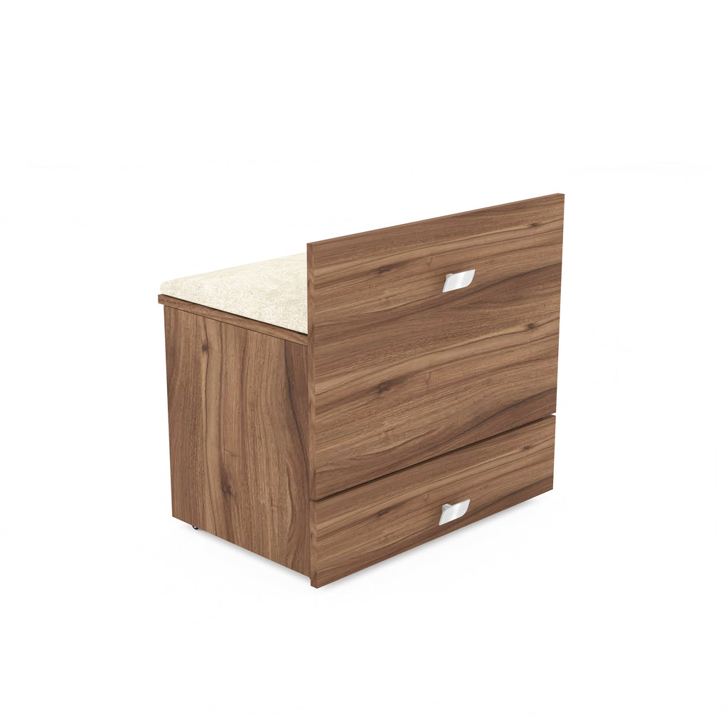 Modern Vanity Table with Hidden Jewelry Storage, Drawers & Lift-Up Mirror (Lyon Walnut)